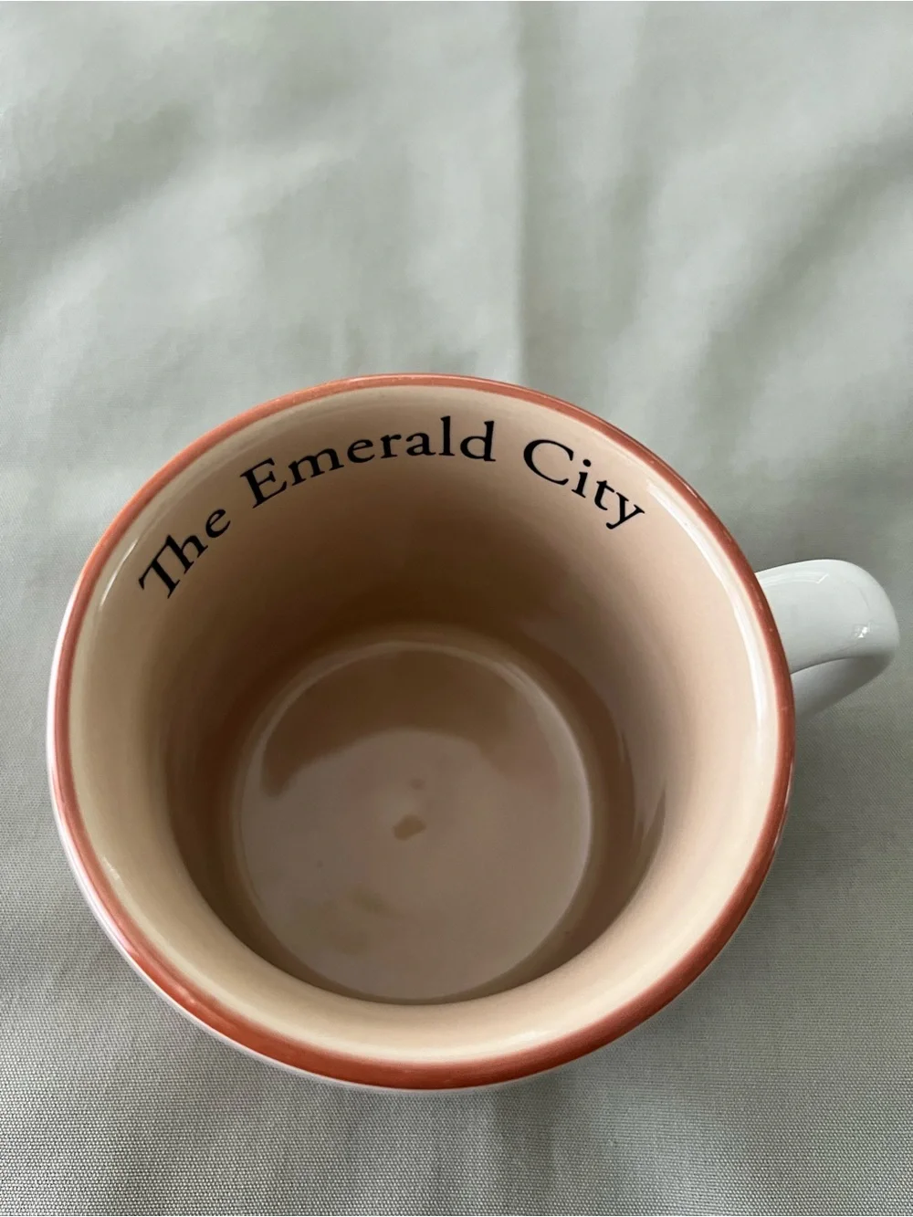 Seattle The Emerald City White and Tan Large Ceramic Cityscape Mug